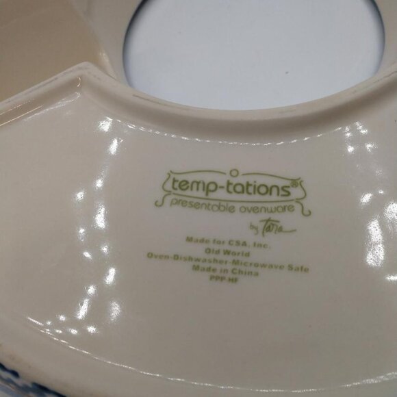 Old World Blue Temptations Chip and Dip/Vegetable 3 section 12" x 2" - Picture 2 of 5